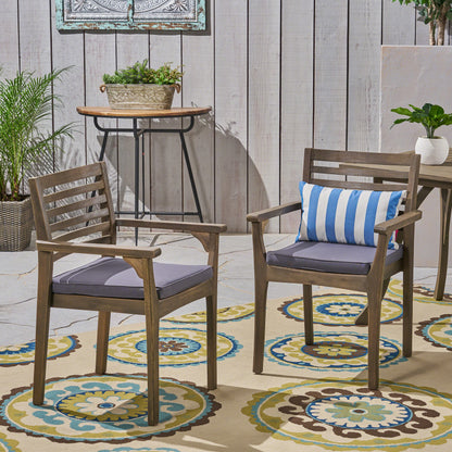 Esther Patio Dining Chairs, Acacia Wood and Outdoor Cushions
