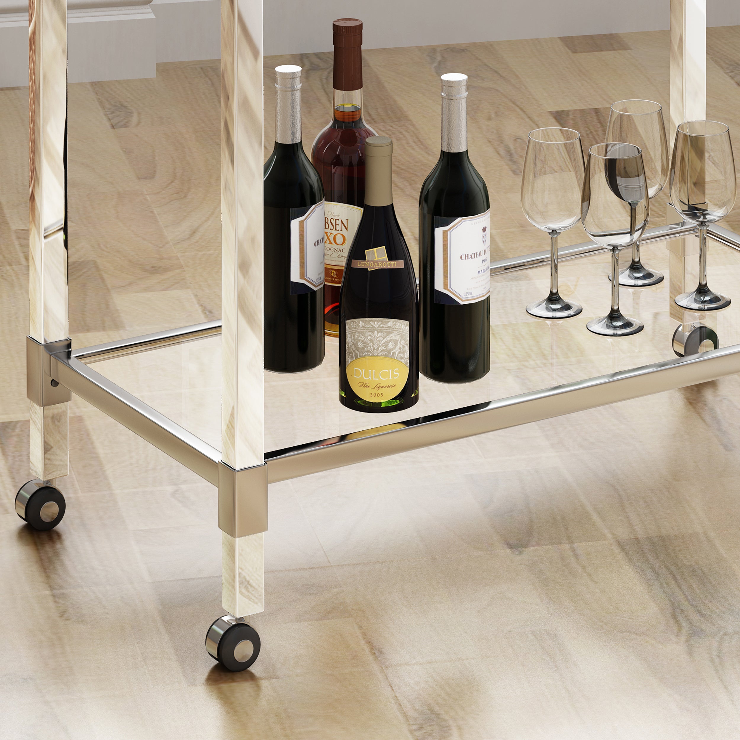 Glass Bogey Hilary Modern Glass Bar Trolley – GDFStudio