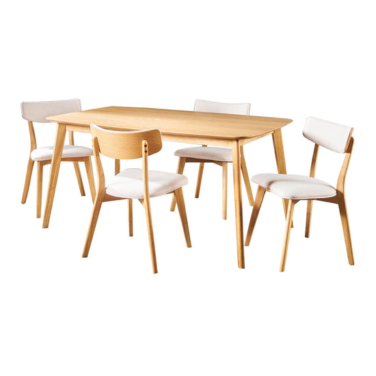 Aman Mid Century Natural Oak Finished 5 PC Dining Set – GDFStudio