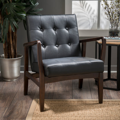 Callisto Mid Century Modern Leather Club Chair