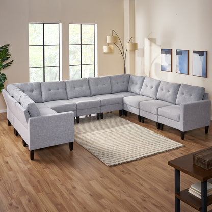 Marsh Mid Century Modern U-Shaped Sectional Sofa Set