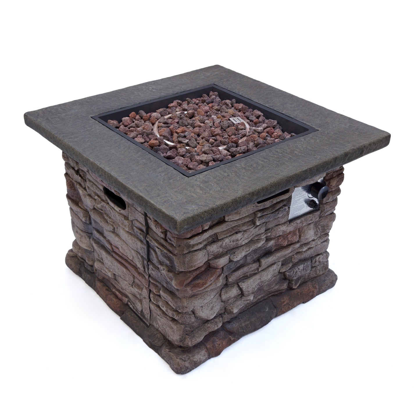 Stone Outdoor Natural Stone Finished Propane Fire Pit -- 40,000 BTU