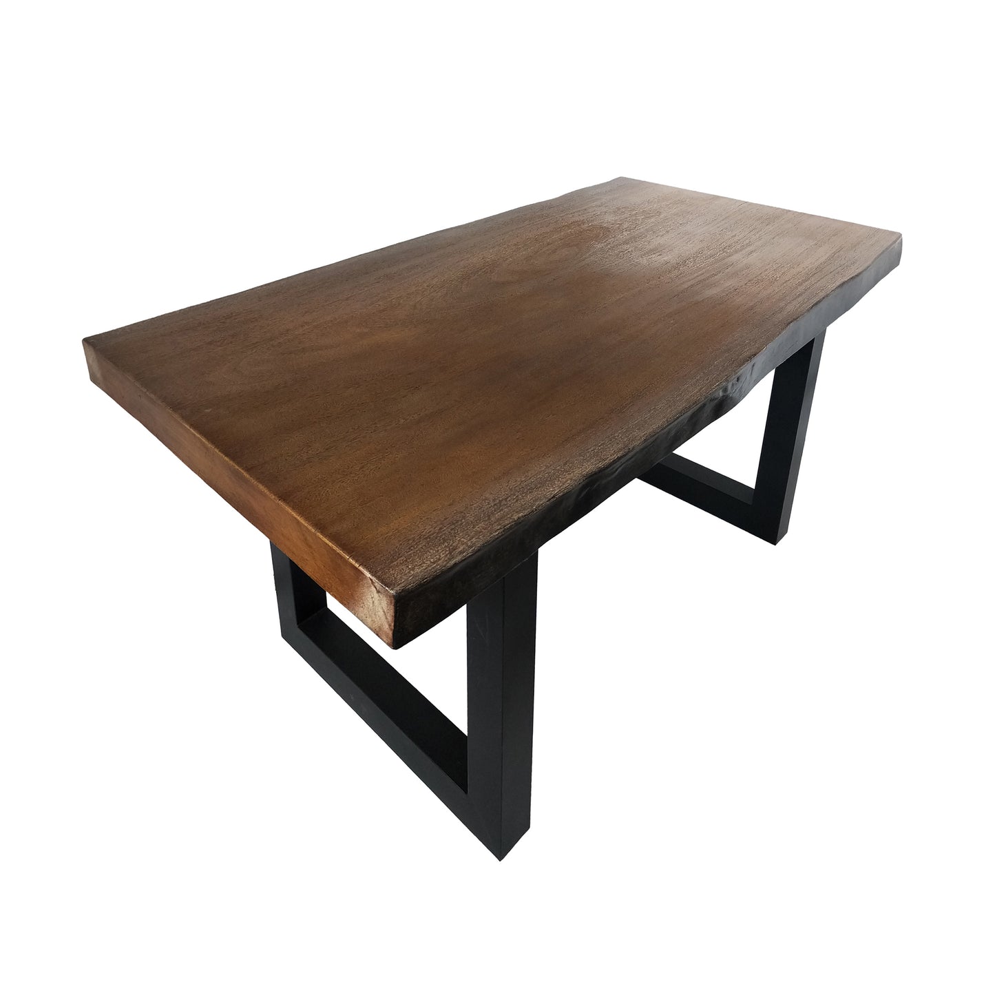 Ishtar Outdoor Faux Live Edge Teak Finish Lightweight Concrete Dining Table