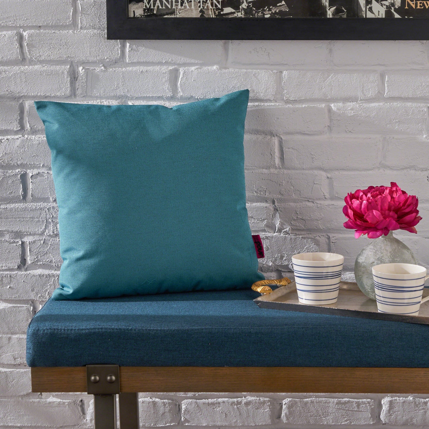 Misty Indoor Teal Water Resistant Small Square Throw Pillow