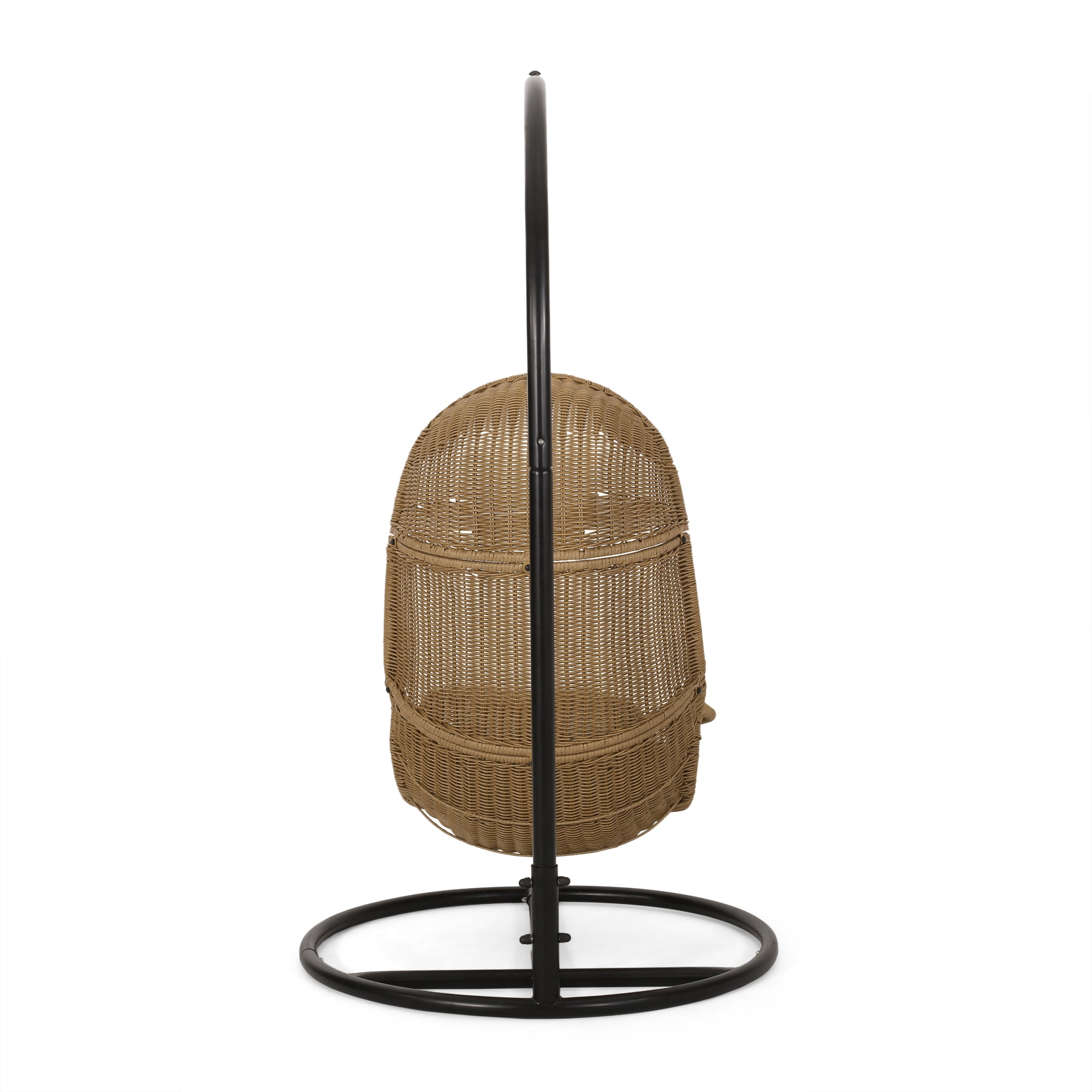 Yukon Outdoor Wicker Hanging Nest Chair with Stand GDFStudio