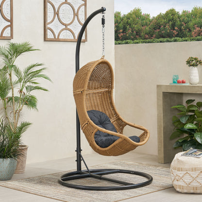 Yukon Outdoor Wicker Hanging Nest Chair with Stand