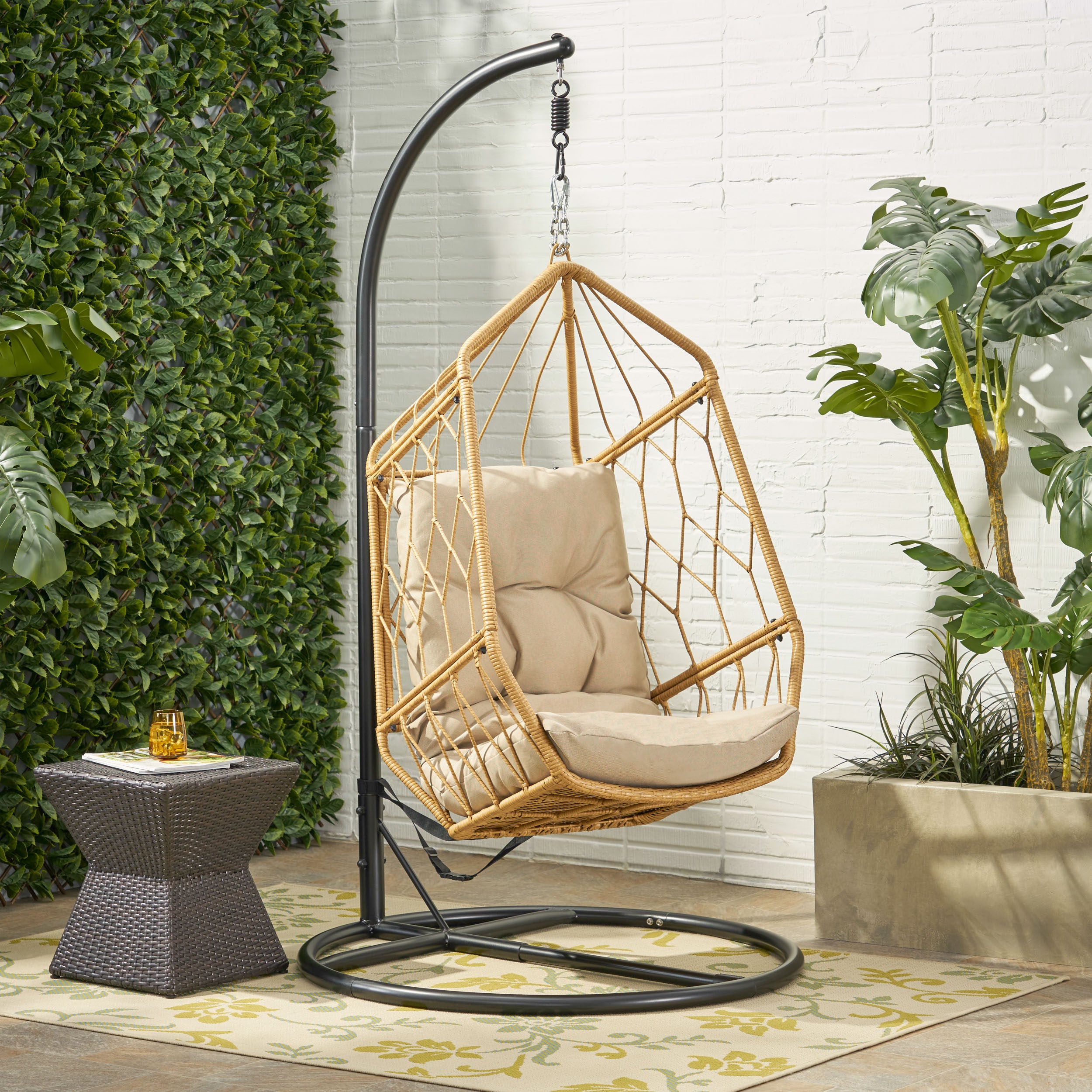 Wicker basket outlet swing chair