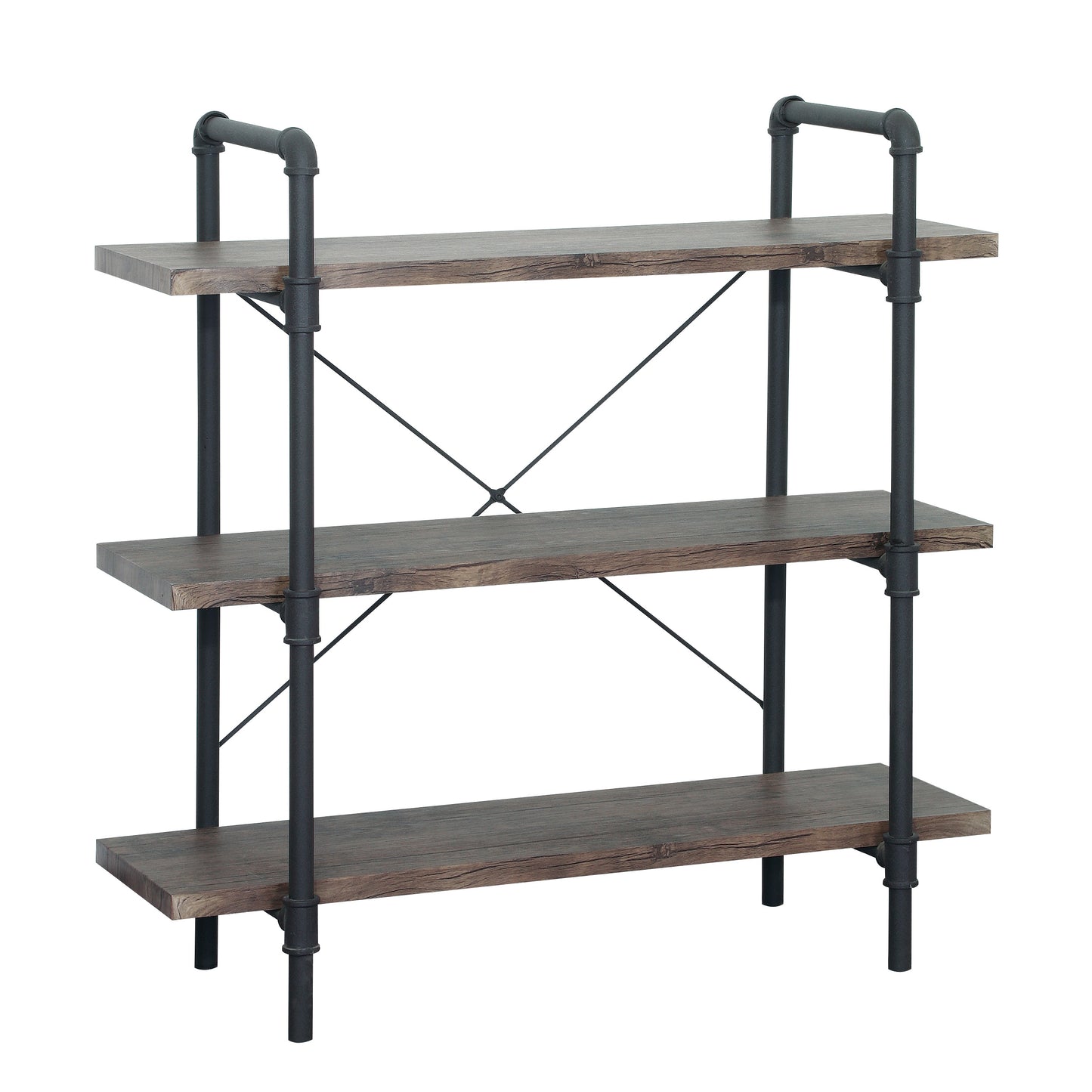 Riley Industrial Pipe Design 3-Shelf Etagere Bookcase