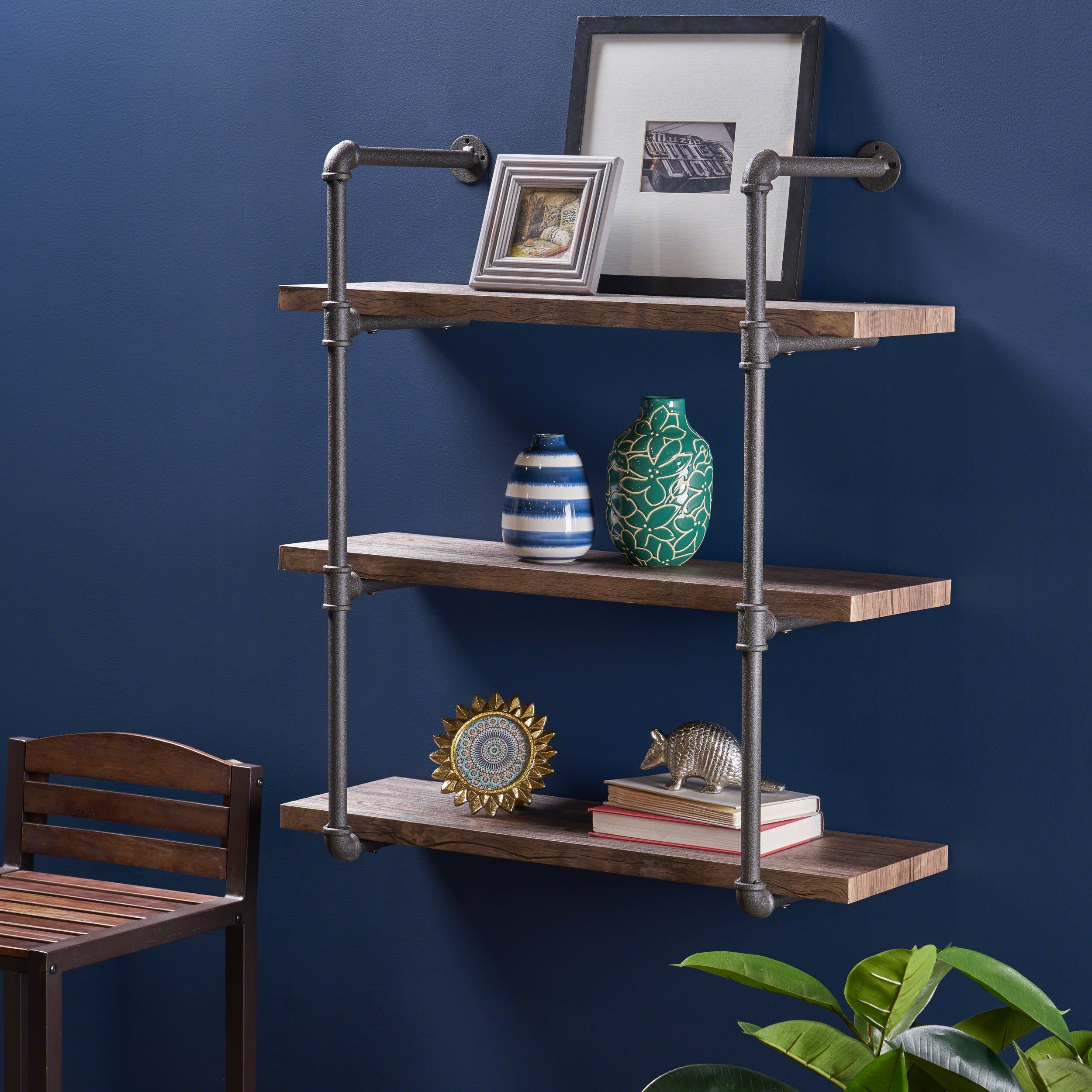 Industrial 3 tier floating shelf hot sale