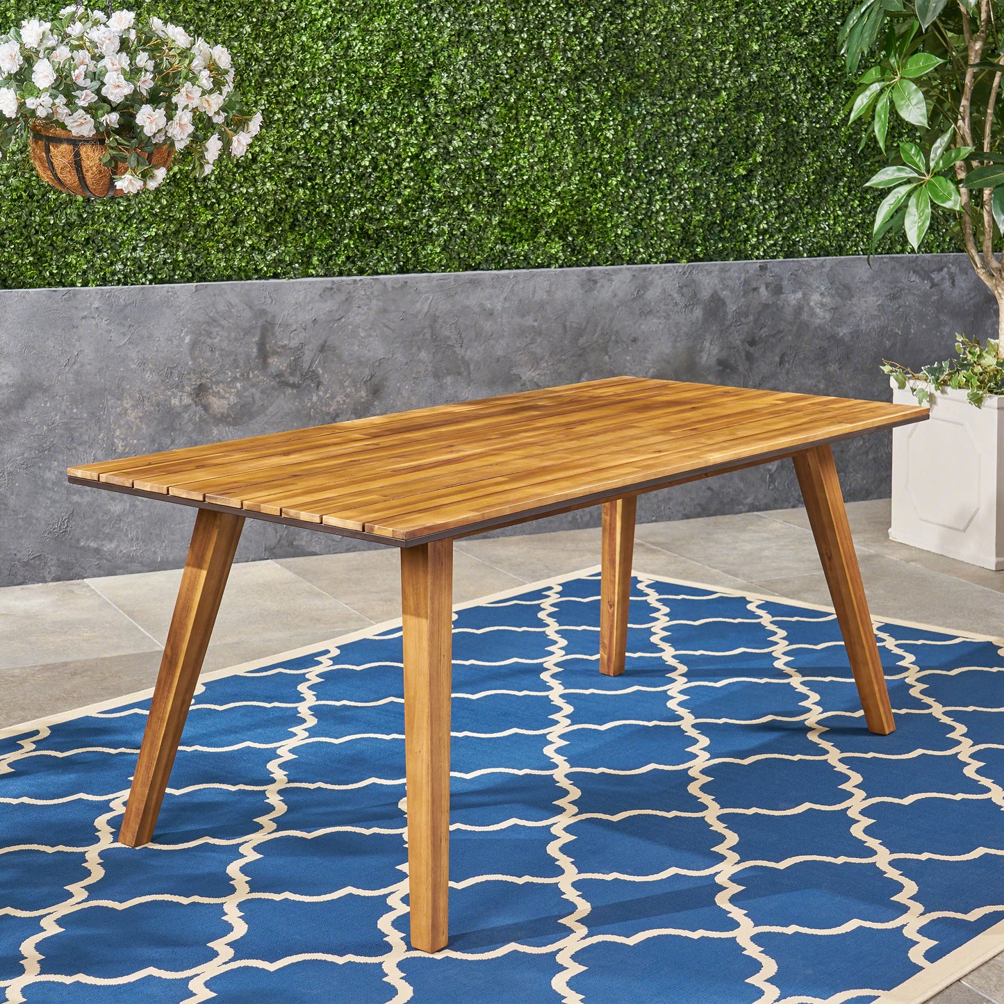 Paul Outdoor 71-inch Acacia Wood Dining Table, Teak Finish