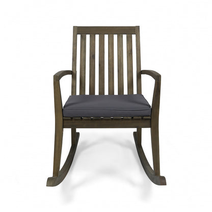 Yvonne Outdoor Acacia Wood Rocking Chair with Water-Resistant Cushions