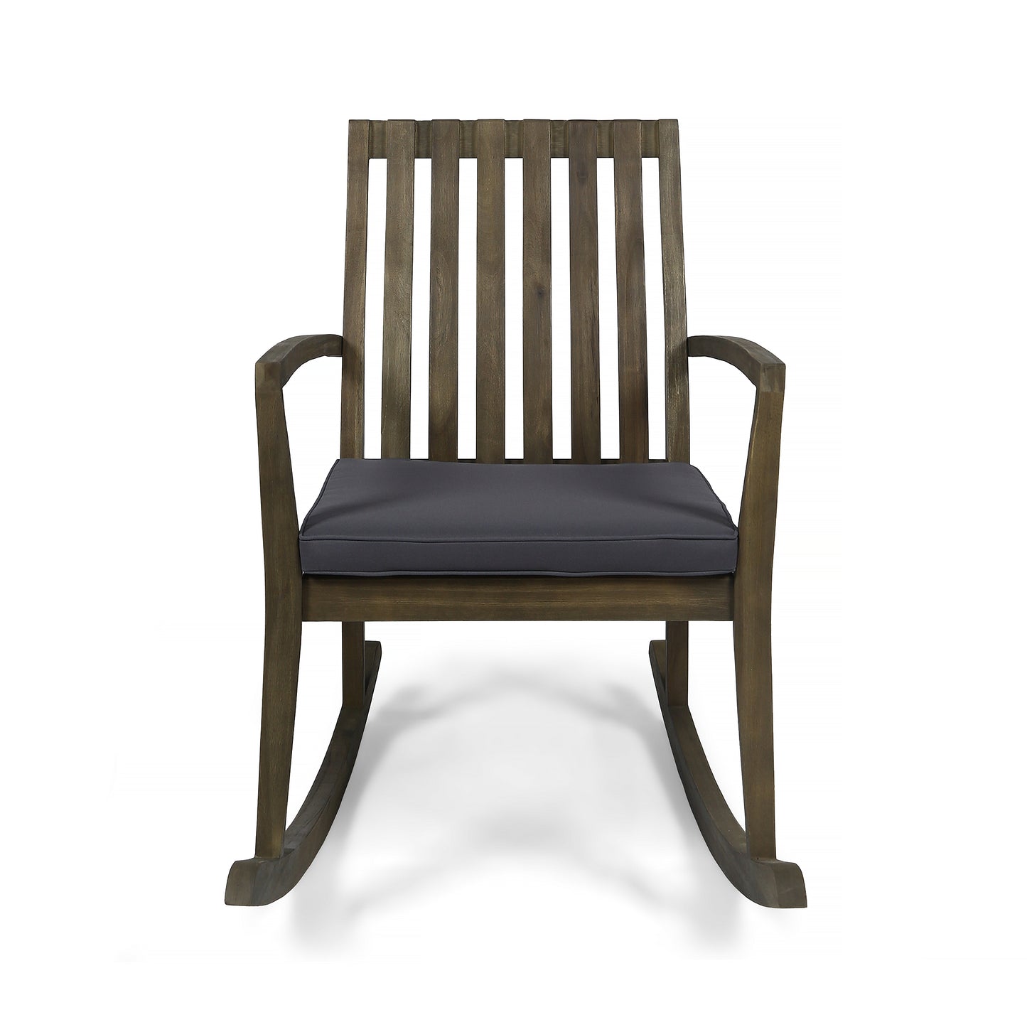 Muriel Outdoor Acacia Wood Rustic Style Rocking Chair with Cushions