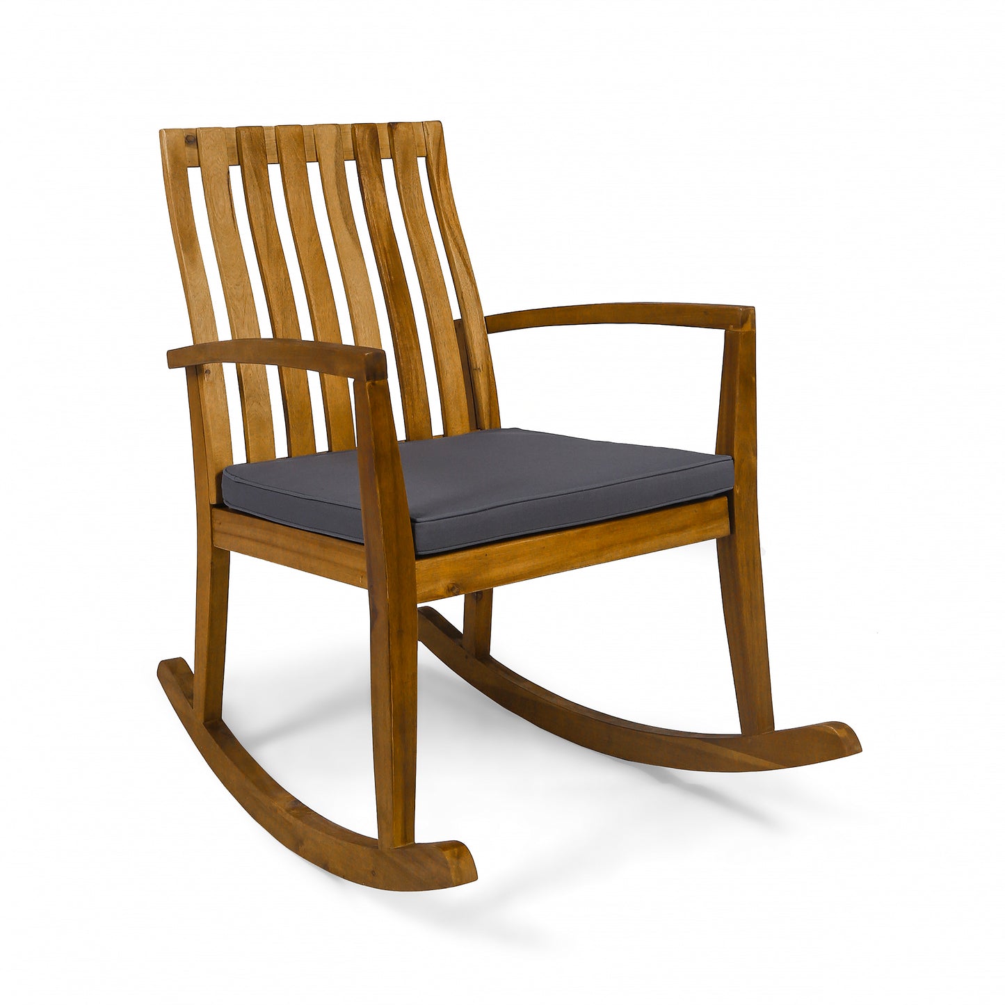 Colmena Acacia Wood Rustic Style Rocking Chair with Water Resistant Cushions