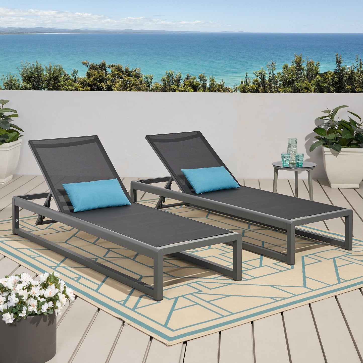 Camdyn Outdoor Mesh Chaise Lounge (Set of 2)