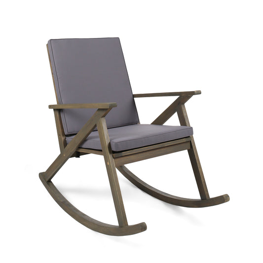 Louise Outdoor Acacia Wood Rocking Chair with Cushion