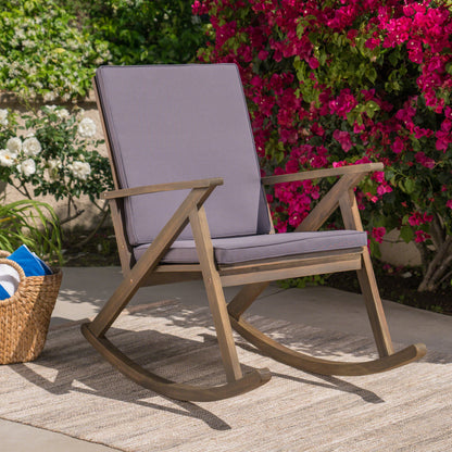 Louise Outdoor Acacia Wood Rocking Chair with Cushion