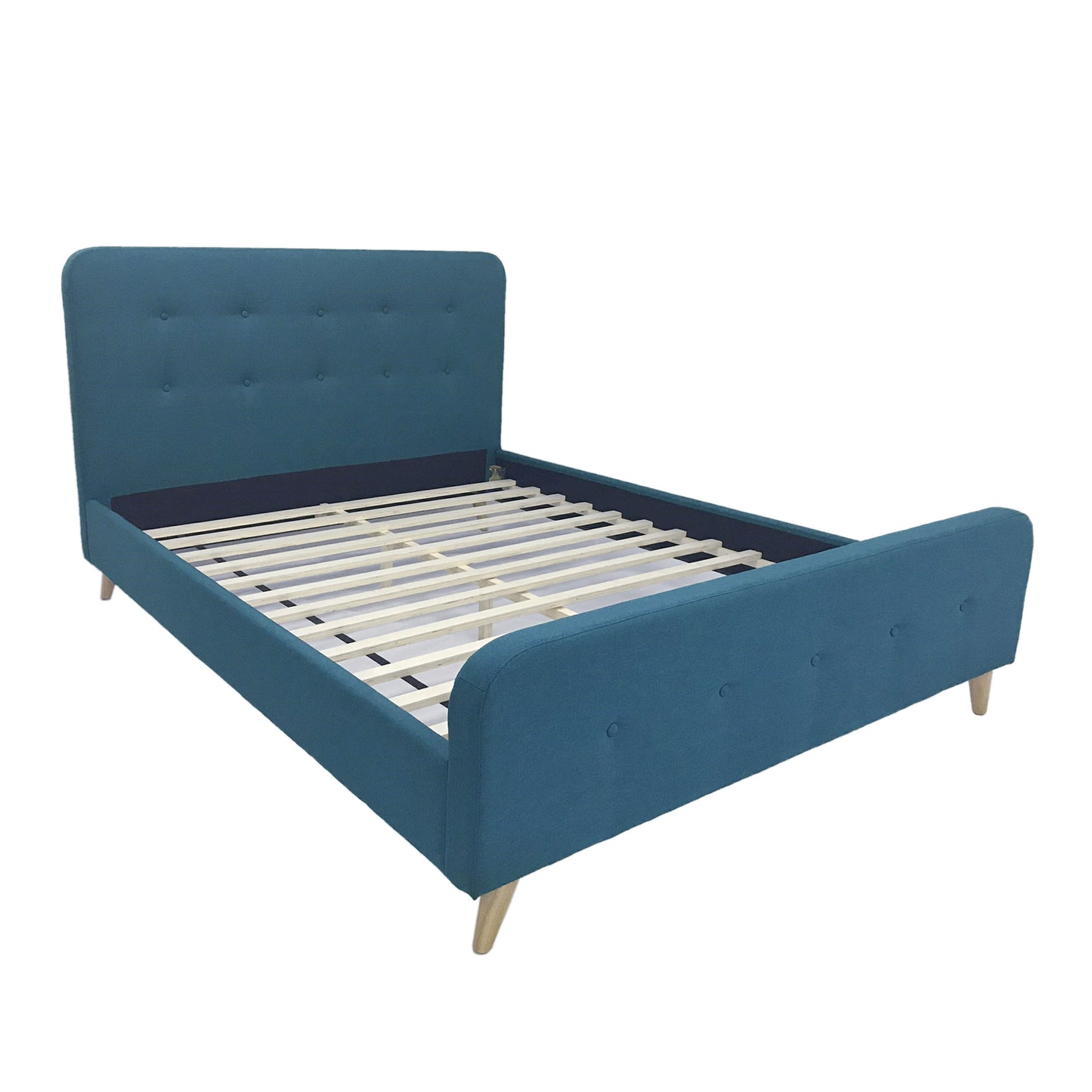Hirver Modern Glam Button-Tufted Queen Velvet Bed Frame with Splayed Legs