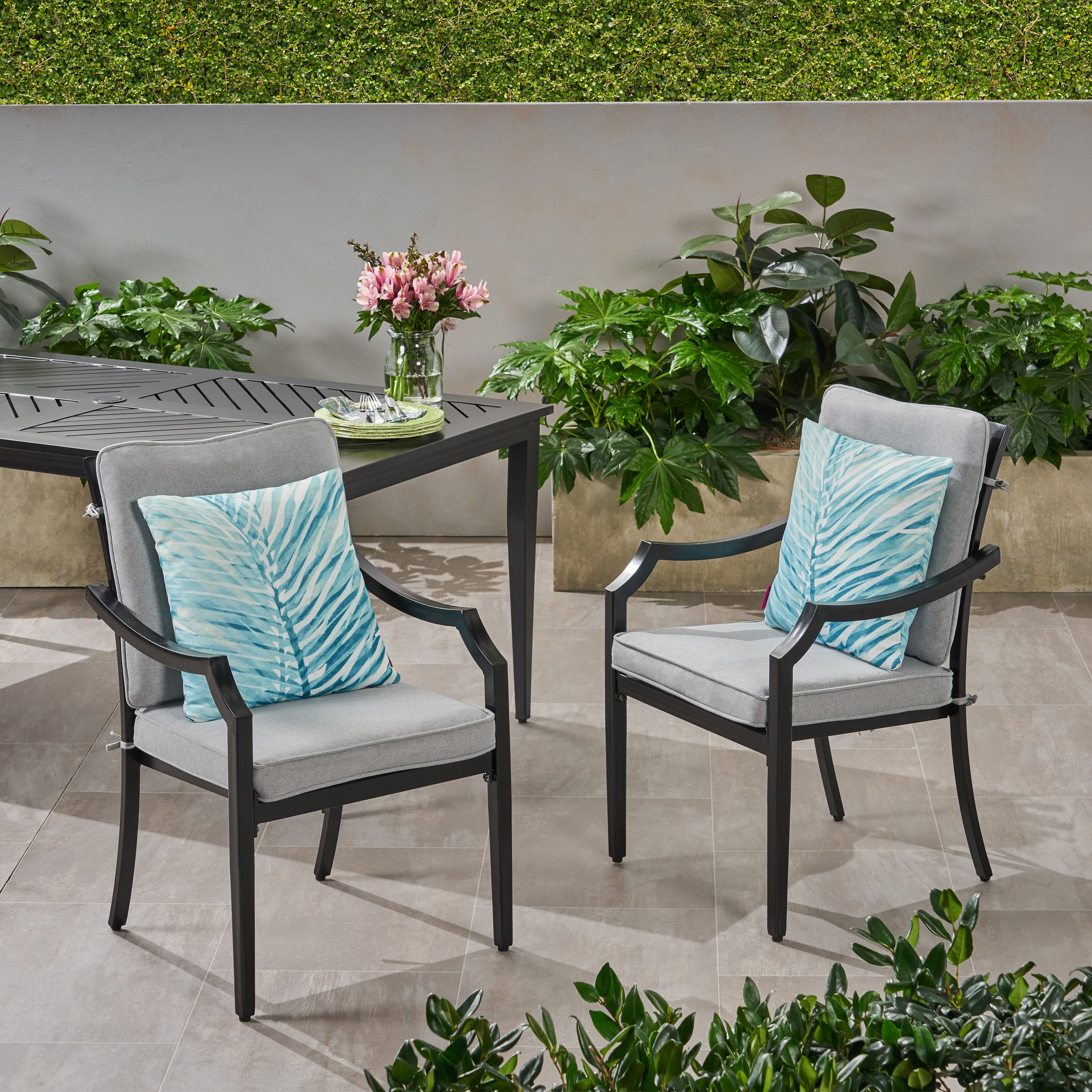 Arlean 3 piece discount bistro set with cushions