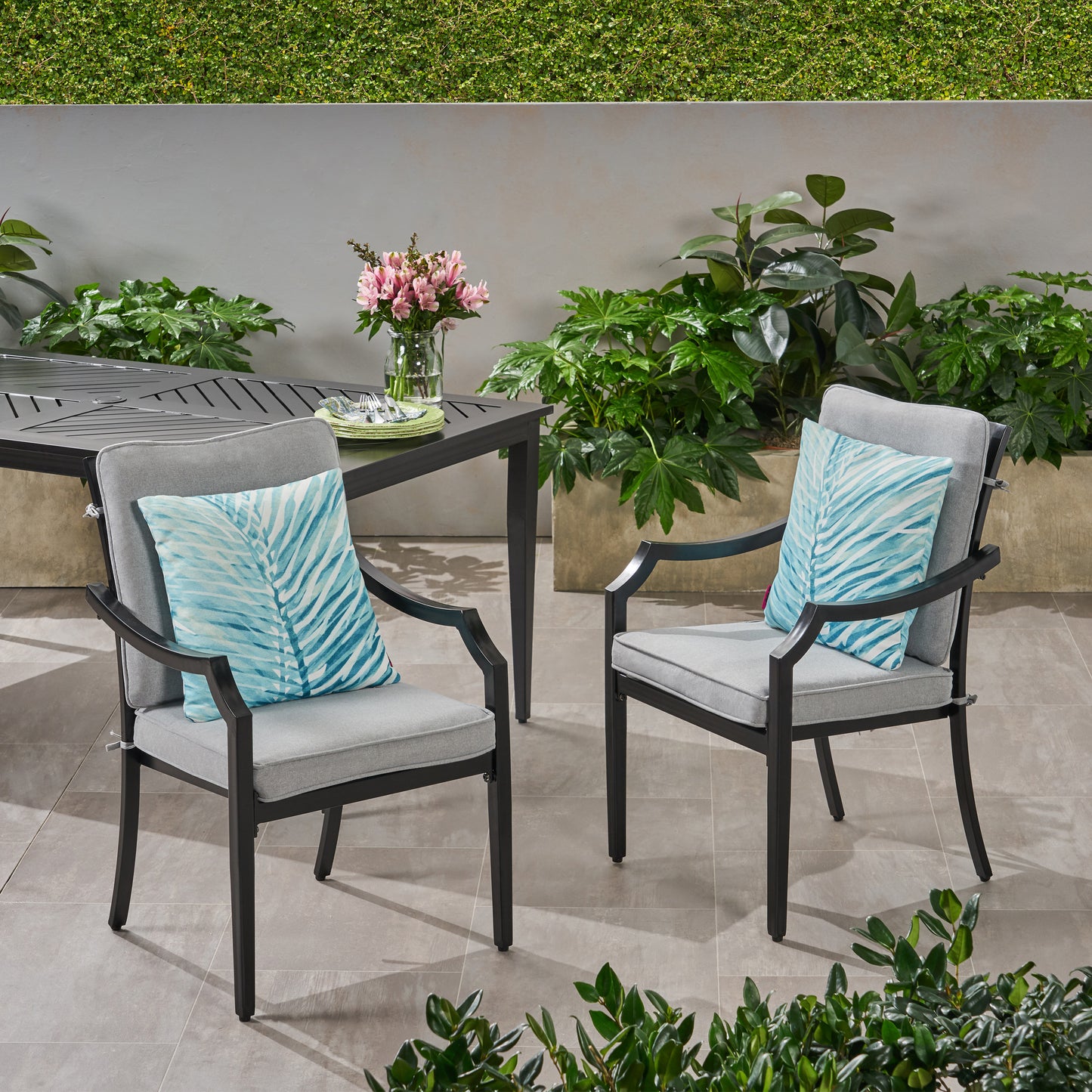 Carlson Diego Outdoor Aluminum Dining Chairs with Cushions (Set of 2)