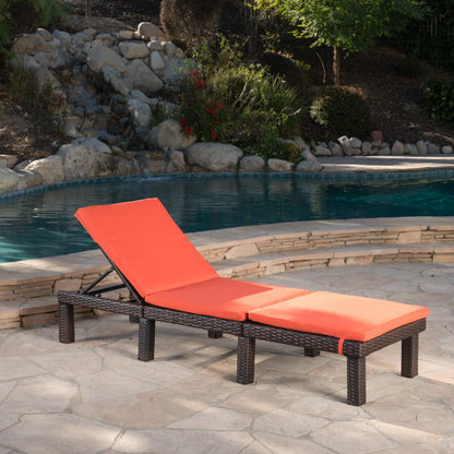 Joyce Outdoor Wicker Chaise Lounge with Water Resistant Cushion