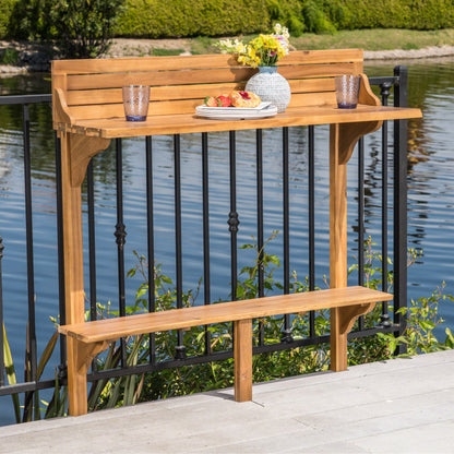 Pensacola Outdoor Acacia Wood Balcony Bar Table