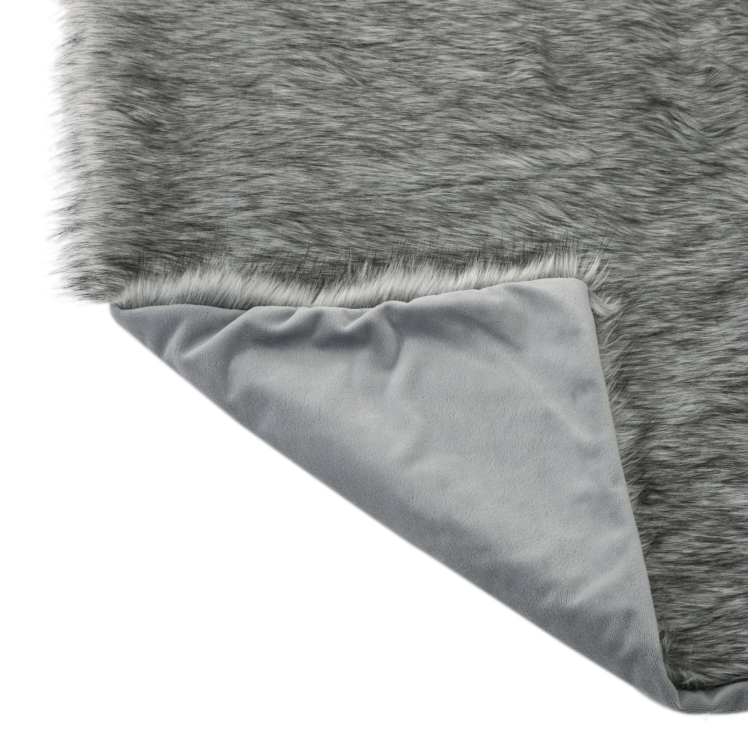 Laraine Modern Glam Rectangular Taupe Faux Fur Throw Blanket