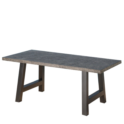 Doris Outdoor Gray Stone Finish Light Weight Concrete Dining Table