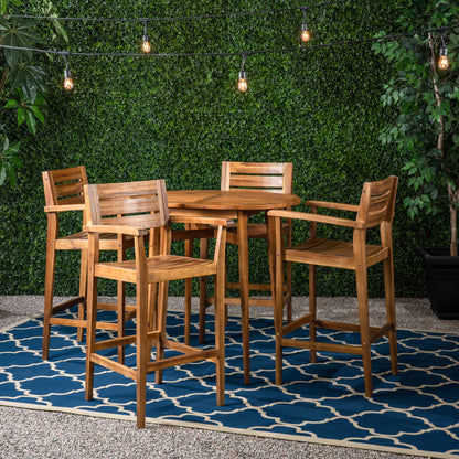 Stanford Outdoor Farmhouse 4 Seater Wood Bar Set