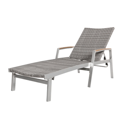 Stanley Outdoor Wicker and Aluminum Chaise Lounges (Set of 4), Gray Finish