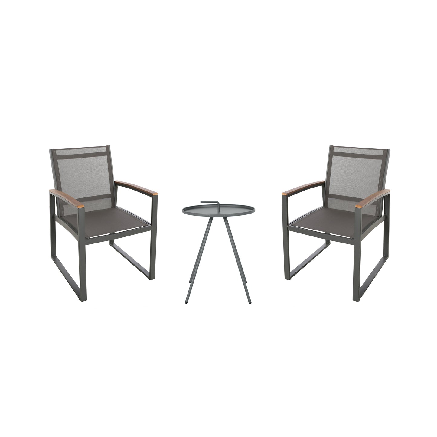 Eunice Outdoor 2 Seater Aluminum and Mesh Chat Set