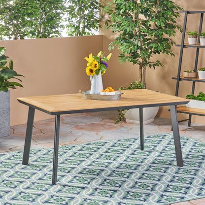 Able Outdoor Aluminum Dining Table with Faux Wood Table Top