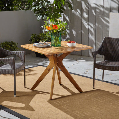 Stanford Outdoor Square Acacia Wood Dining Table with X Base