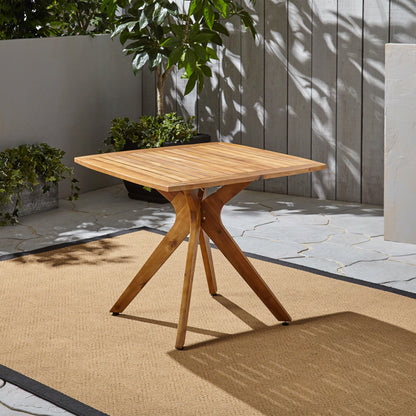 Stanford Outdoor Square Acacia Wood Dining Table with X Base