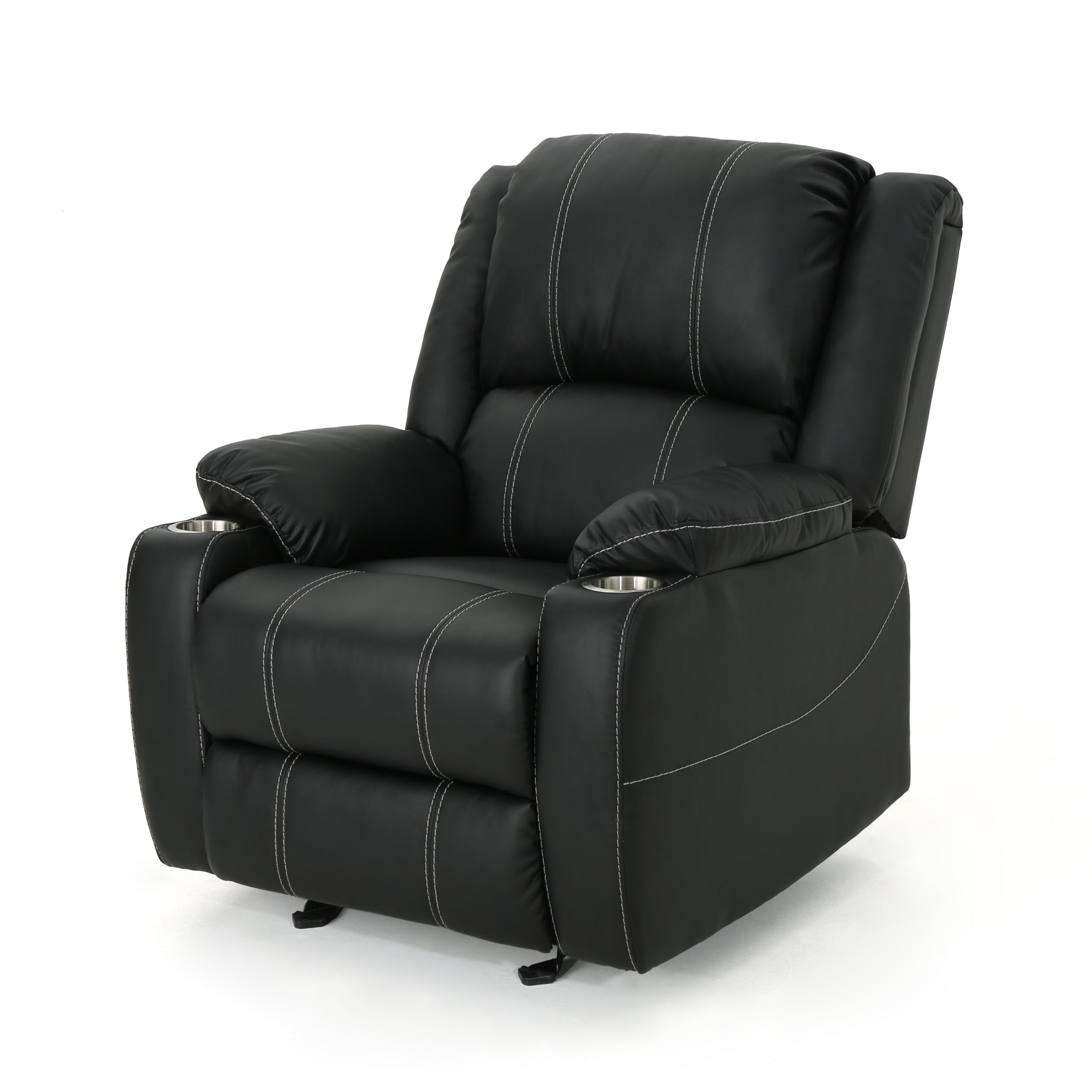 Leather recliner chair with cup outlet holder