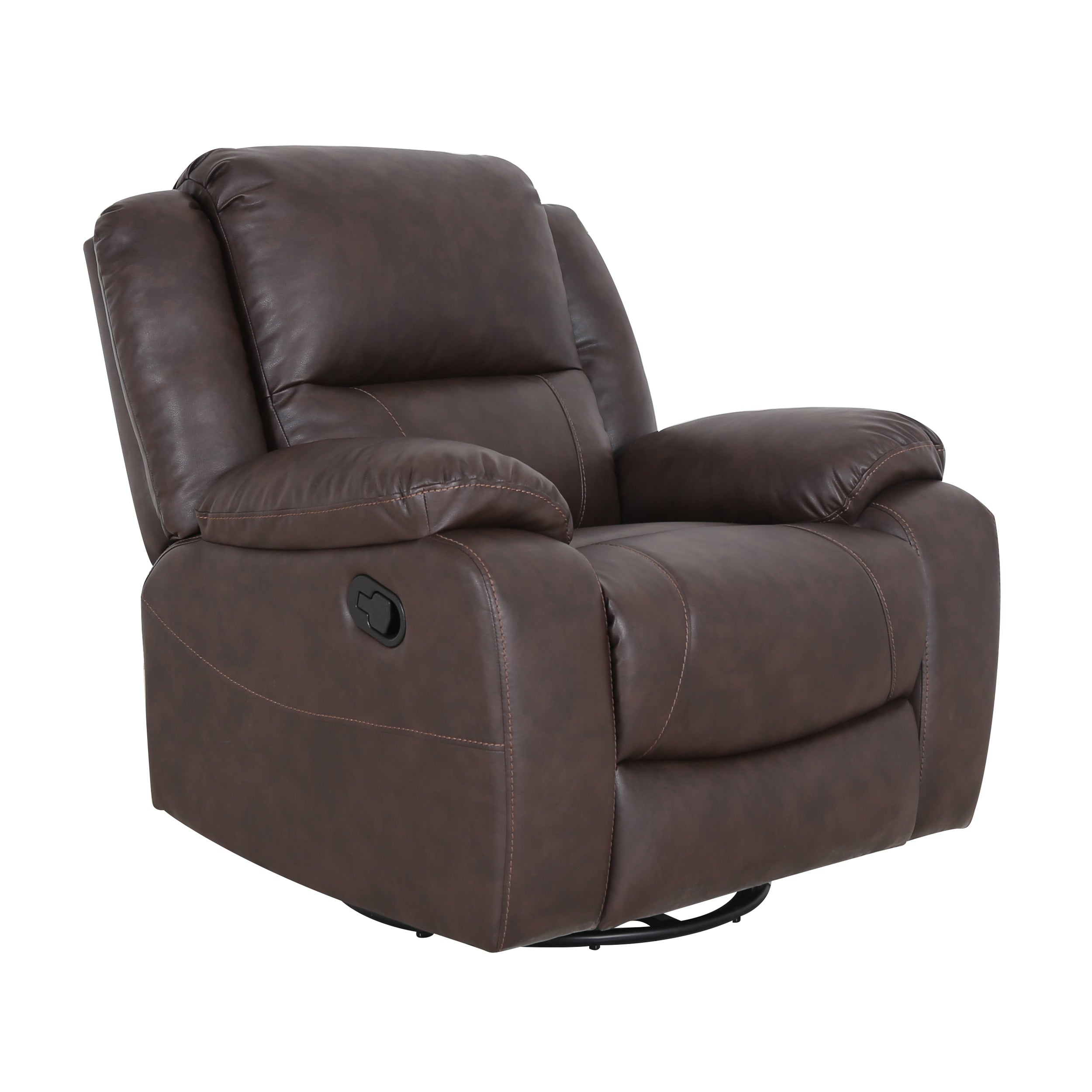 Flora Classic Tufted Leather Swivel Recliner Dark Brown