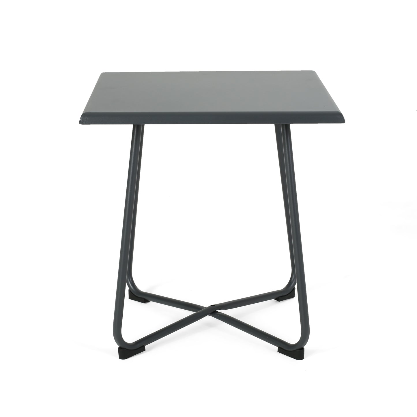 Doris Outdoor Modern 18" Side Table with Steel Legs