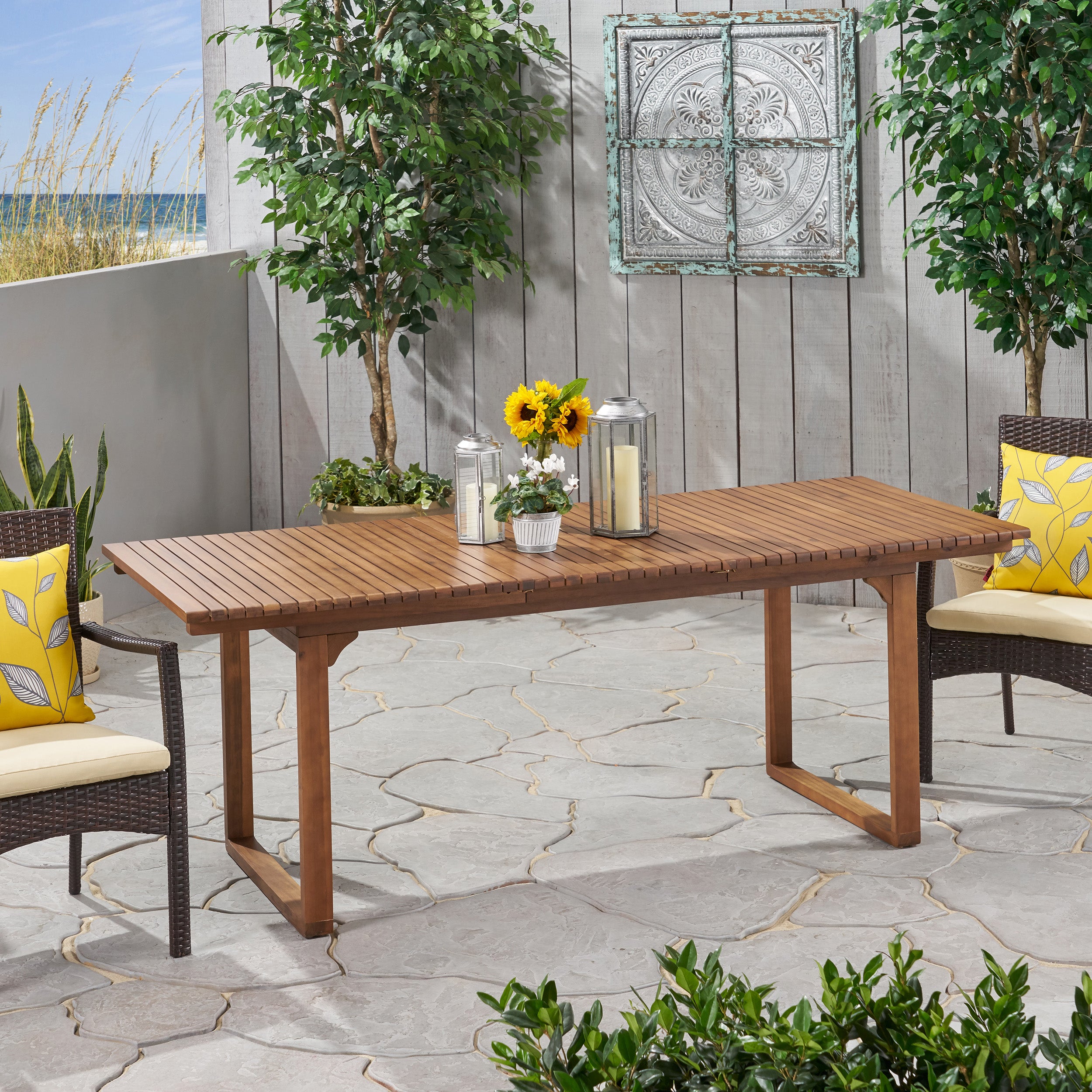 Acacia wood discount outdoor dining table