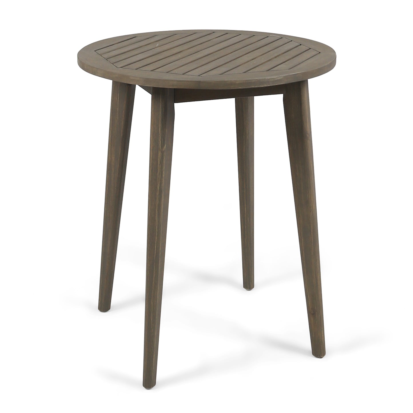 Fitch Outdoor Round Acacia Wood Bistro Table, Gray