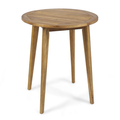 Stanford Outdoor Round Acacia Wood Bistro Table with Straight Legs, Teak