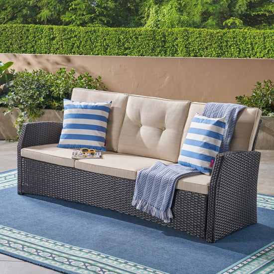 Amigo Outdoor 3 Seater Wicker Sofa – GDFStudio