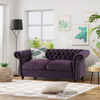 Kyle Traditional Chesterfield Velvet Loveseat Sofa – GDFStudio