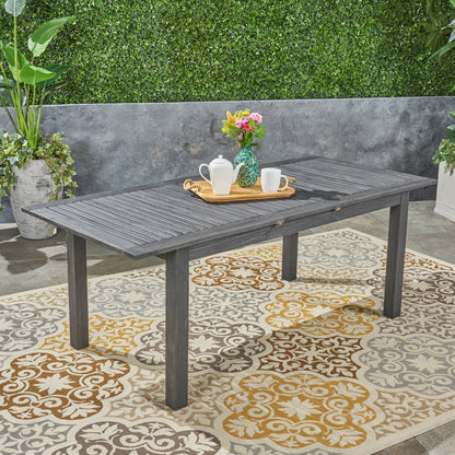 Eric Outdoor Expandable Acacia Wood Dining Table