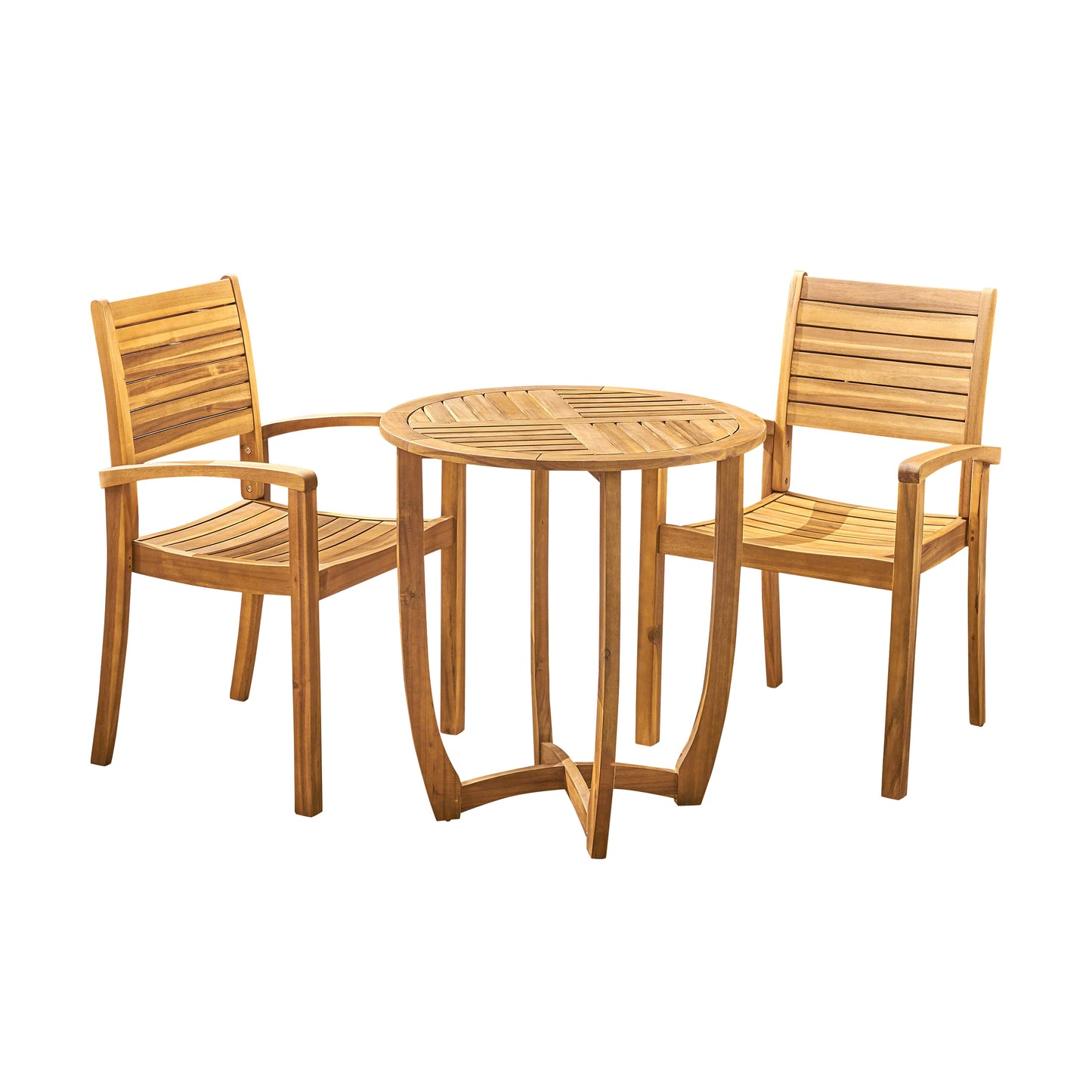 Cathy Outdoor 2-Seater Acacia Wood Bistro Set