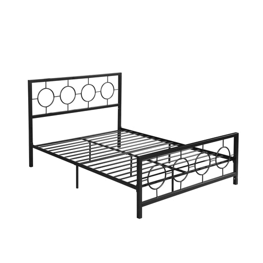 Doris Queen-Size Geometric Platform Bed Frame, Iron, Modern,  Low-Profile