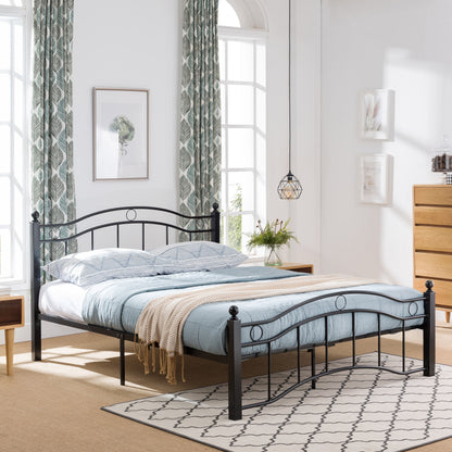Cole Contemporary Iron Queen Bed Frame with Finial-Topped Legs