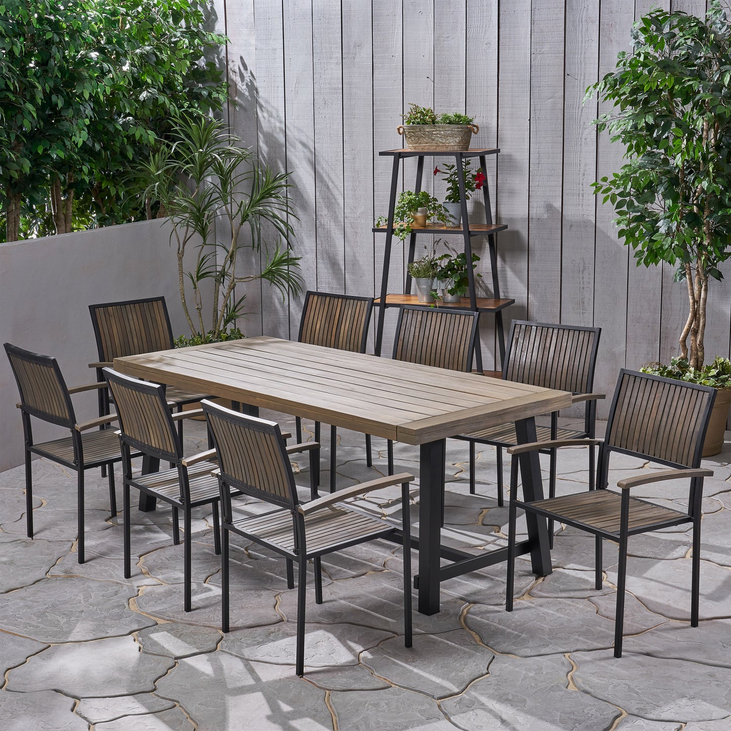 Cherry Outdoor Acacia Wood 8 Seater Dining Set