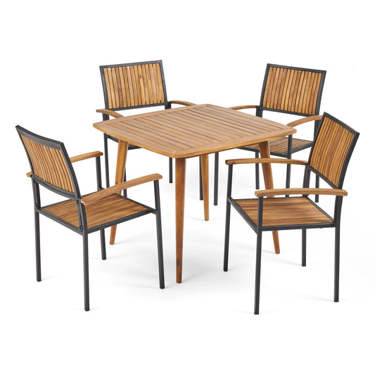 Tabitha Outdoor 4 Seater Acacia Wood Square Dining Set