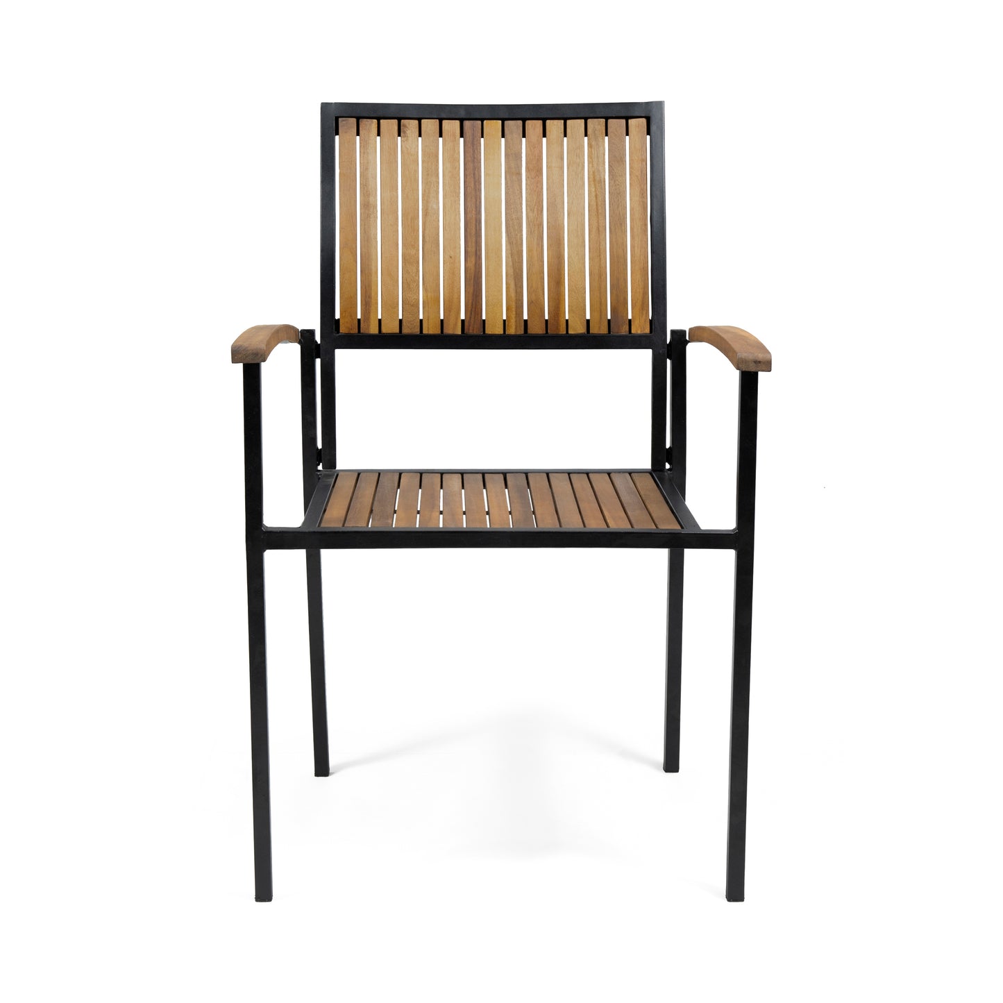 Owen Outdoor Wood and Iron Dining Chair (Set of 2)