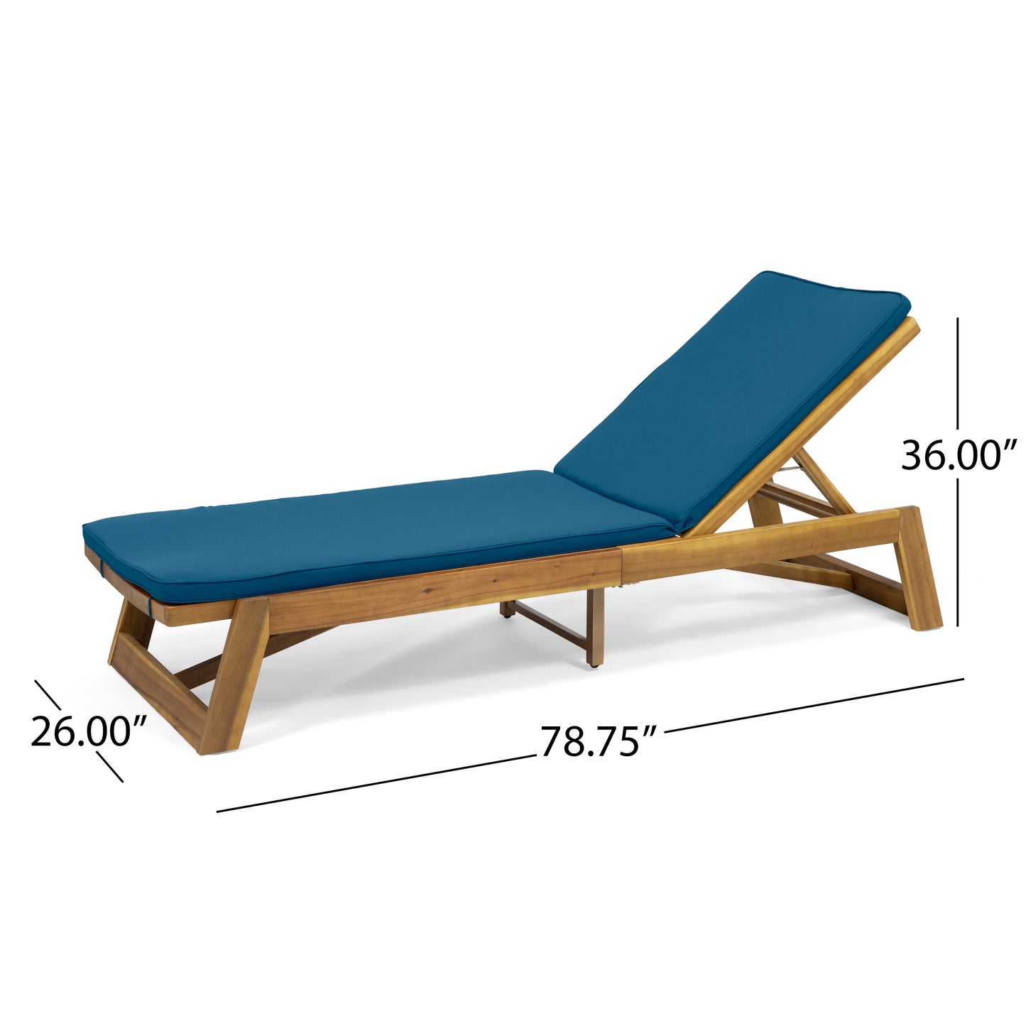 Adelaide Outdoor Acacia Wood Chaise Lounge and Cushion Set