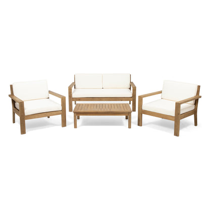 Iris Outdoor 4 Seater Acacia Wood Chat Set with Cushions